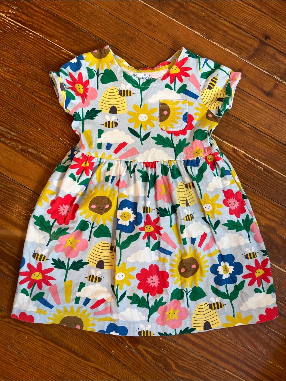 Mini Boden Sunflower Garden & Bee Cotton Dress